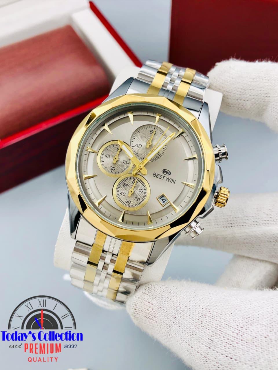 BESTWIN Men’s Luxury Chronograph Watch – Stainless Steel Band & Multiple Dial Colors