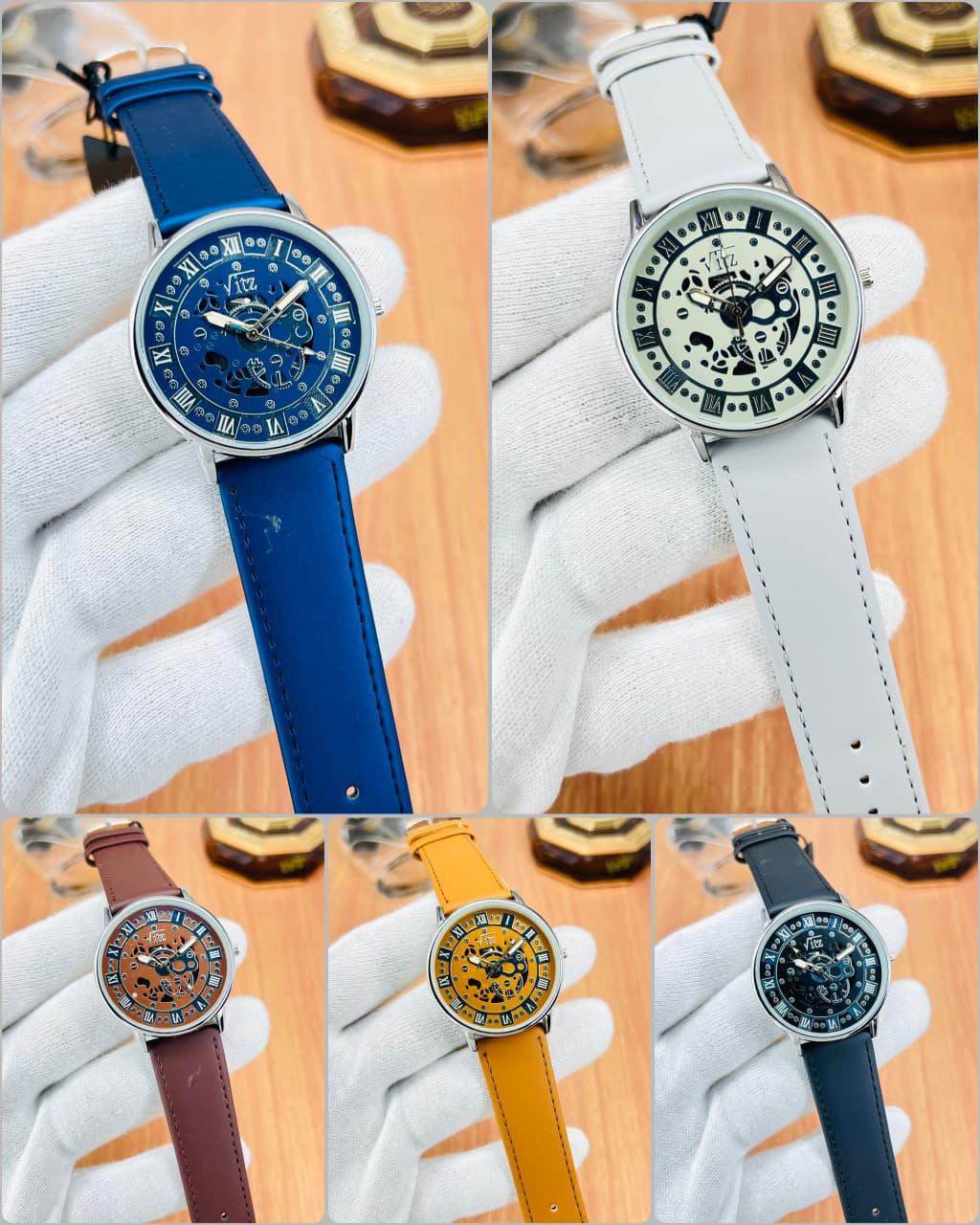 SS Collections Skeleton Dial Analog Men’s Watch Roman Numeral Designer Timepiece with Premium Leather Strap