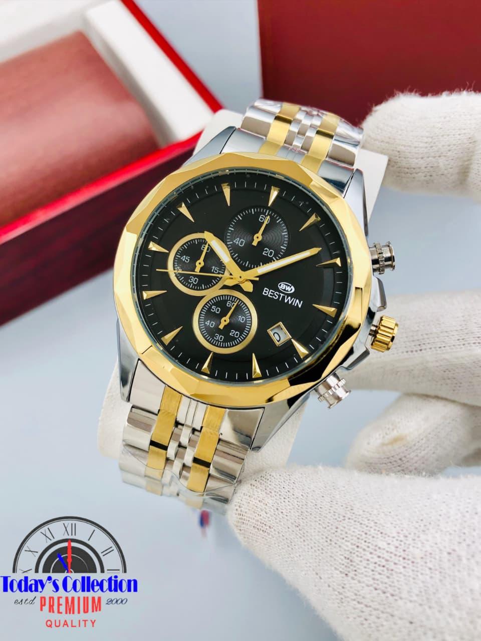 BESTWIN Men’s Luxury Chronograph Watch – Stainless Steel Band & Multiple Dial Colors