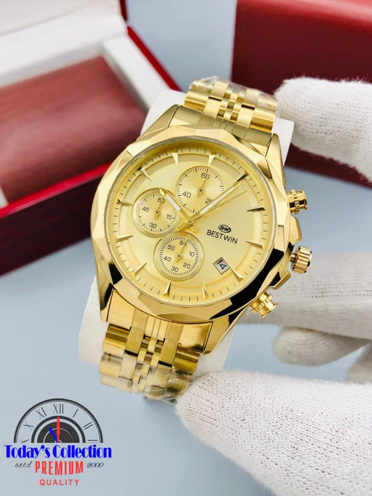 BESTWIN Men’s Luxury Chronograph Watch – Stainless Steel Band & Multiple Dial Colors