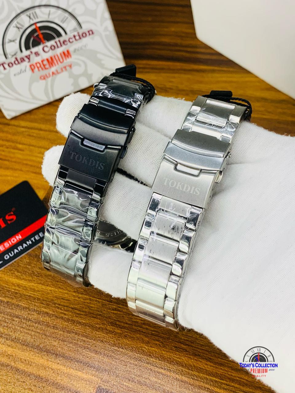 TOKDIS Dual Display Stainless Steel Men’s Analog Digital Sports Watch