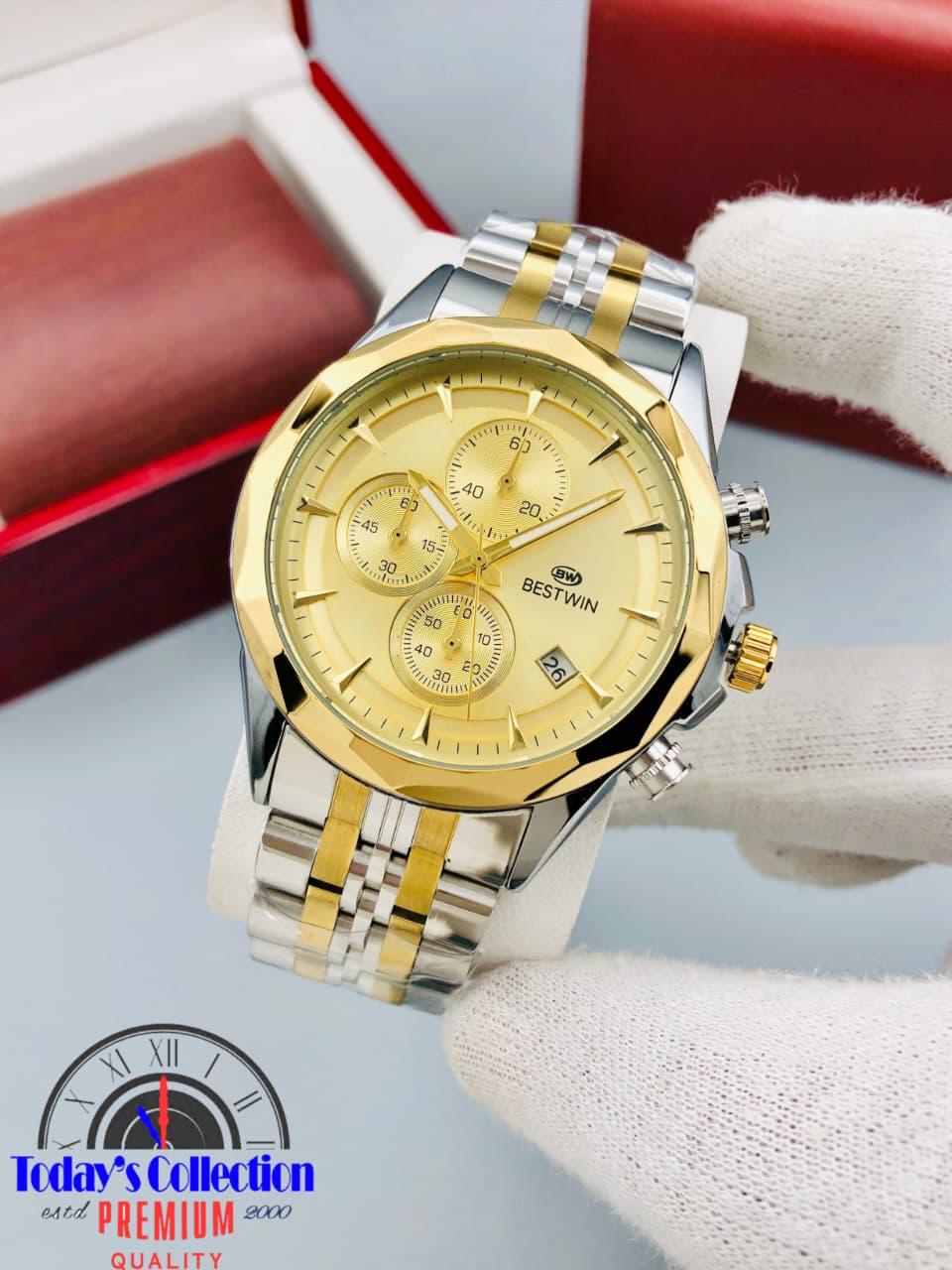 BESTWIN Men’s Luxury Chronograph Watch – Stainless Steel Band & Multiple Dial Colors