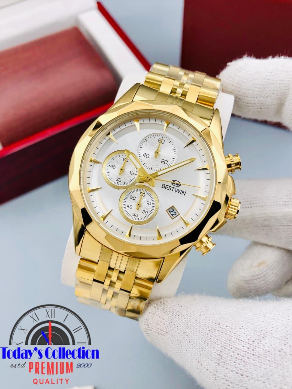 BESTWIN Men’s Luxury Chronograph Watch – Stainless Steel Band & Multiple Dial Colors