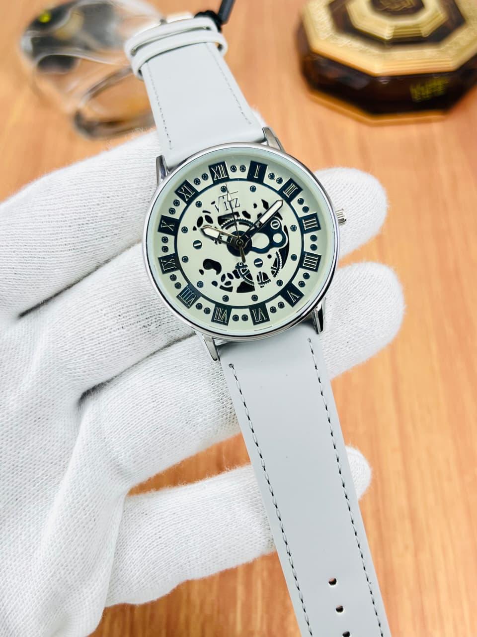 SS Collections Skeleton Dial Analog Men’s Watch  Roman Numeral Designer Timepiece with Premium Leather Strap