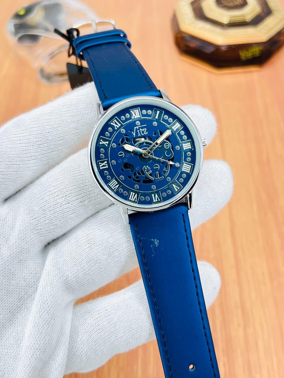 SS Collections Skeleton Dial Analog Men’s Watch  Roman Numeral Designer Timepiece with Premium Leather Strap