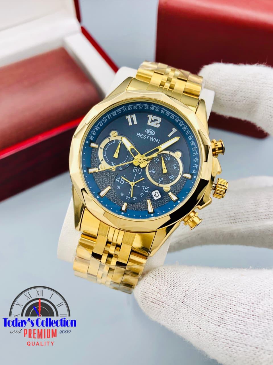 BESTWIN Men’s Luxury Chronograph Watch – Stainless Steel Band & Multiple Dial Colors