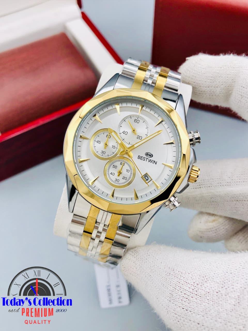 BESTWIN Men’s Luxury Chronograph Watch – Stainless Steel Band & Multiple Dial Colors