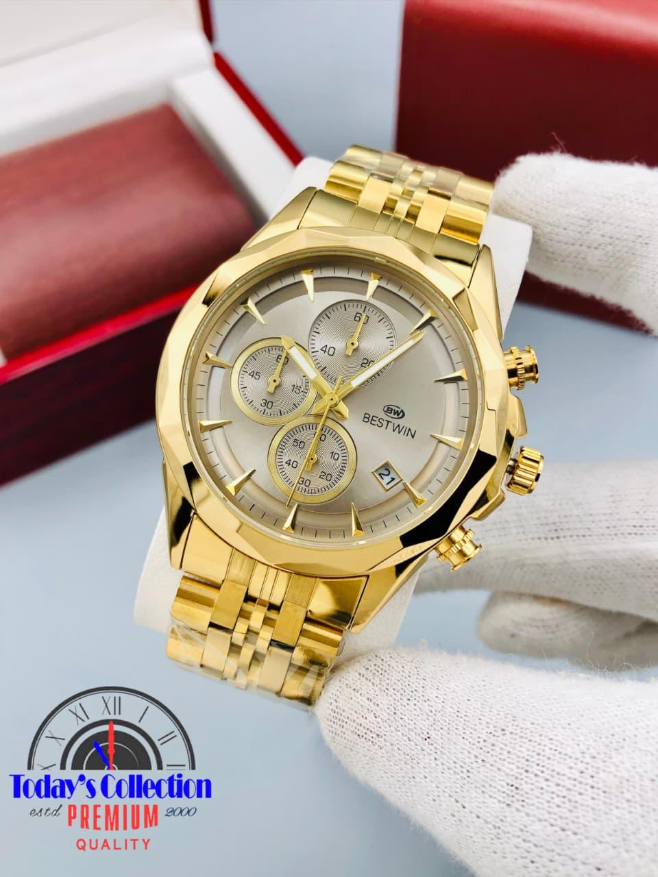 BESTWIN Men’s Luxury Chronograph Watch – Stainless Steel Band & Multiple Dial Colors